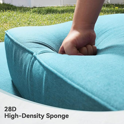 Luxury 6" Outdoor Cushions for Patio Furniture, 24x24x6" Thick Seat Cushion Set of 2, Fade Resistant Couch Chair Replacement Cushions High Density Deep Wicker Chair Cushion w/ Removable Cover, Teal