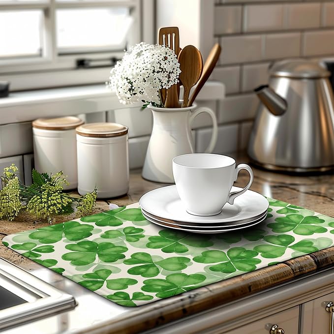 St Patrick's Day Green Clover Drying Mat - Image 6