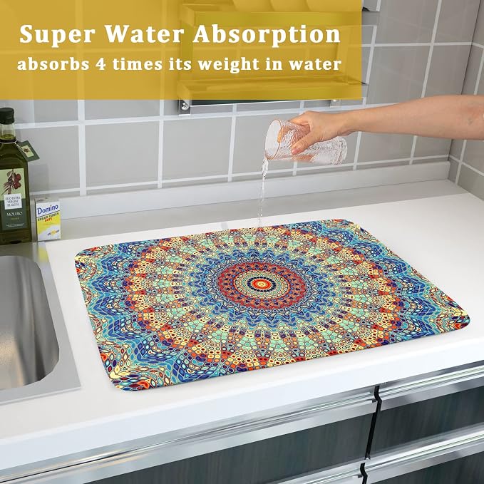 Bohemian Mandala Dish Drying Mat - Image 5