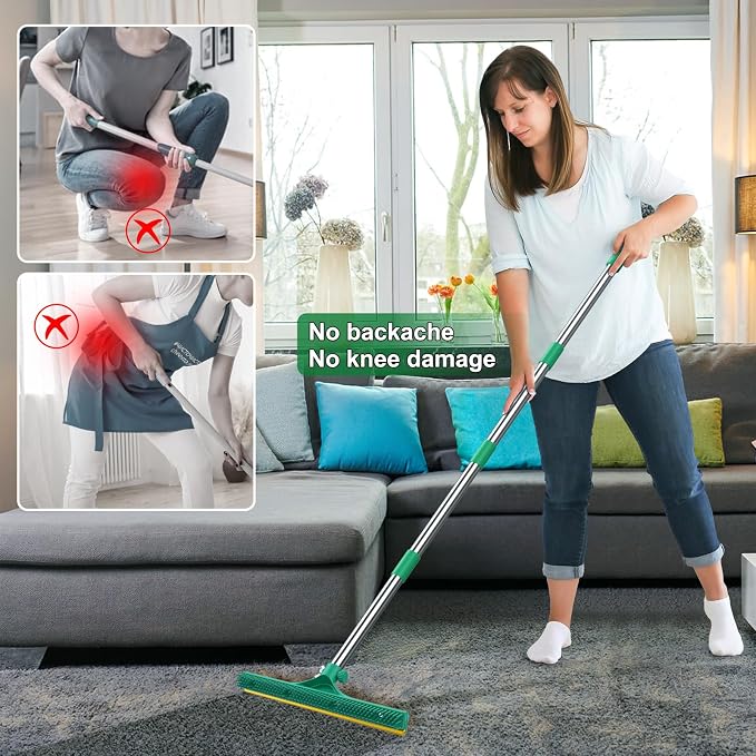 3 in 1 Carpet Rake for Pet Hair Removal, Reusable Pet Hair Remover Broom - Image 3