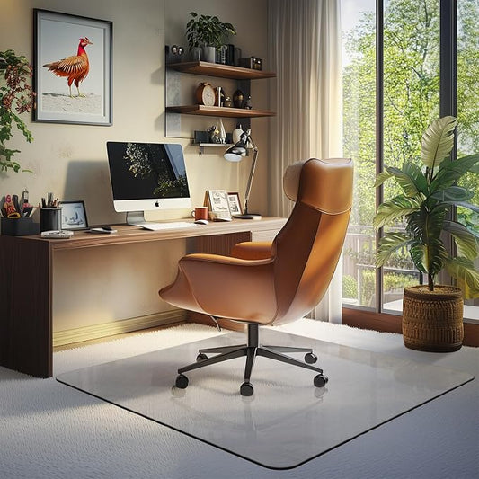 Office Chair Mat for Carpet & Hardwood, Upgraded 45" x 45" Tempered Glass Chair by Furnbar