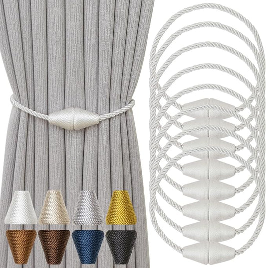 Magnetic Curtain Tiebacks 8 Pack Outdoor Rope Curtain Tie Backs Decorative by CurtainTiebacks