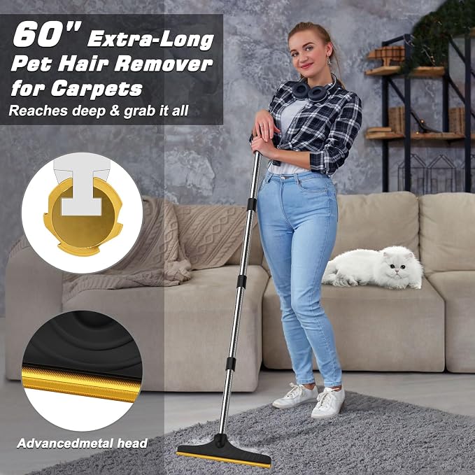 B-Land Carpet Rake for Pet Hair Removal, Reusable Pet Hair Remover - Image 2