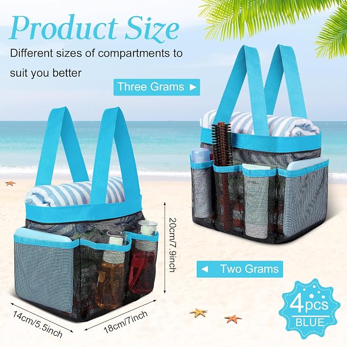 Hillban 4 Pcs Mesh Shower Caddy Portable Large Quick Dry Shower Caddy Basket - Image 2