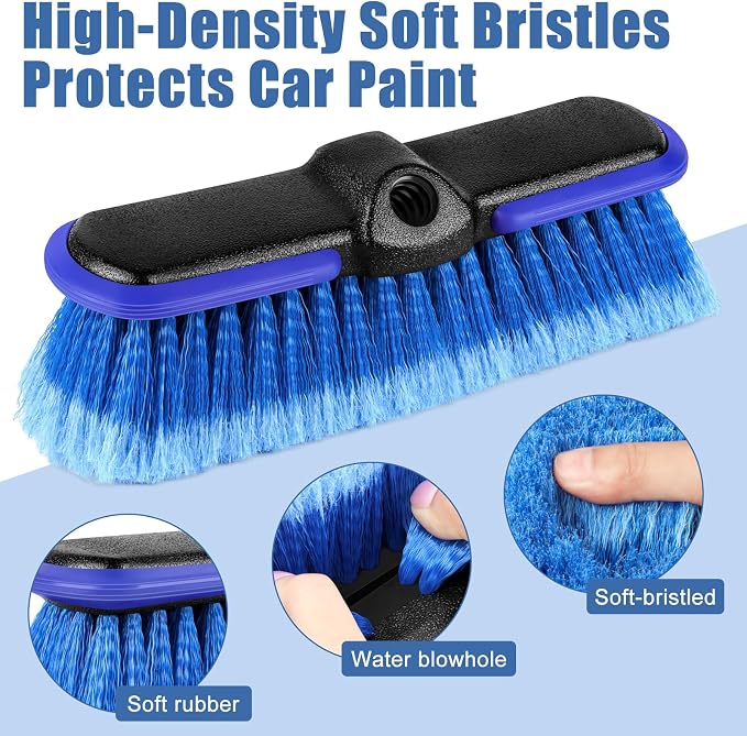 Car Wash Brush Head with Soft Bristle 10 Inch, Car Cleaning Brush with - Image 2