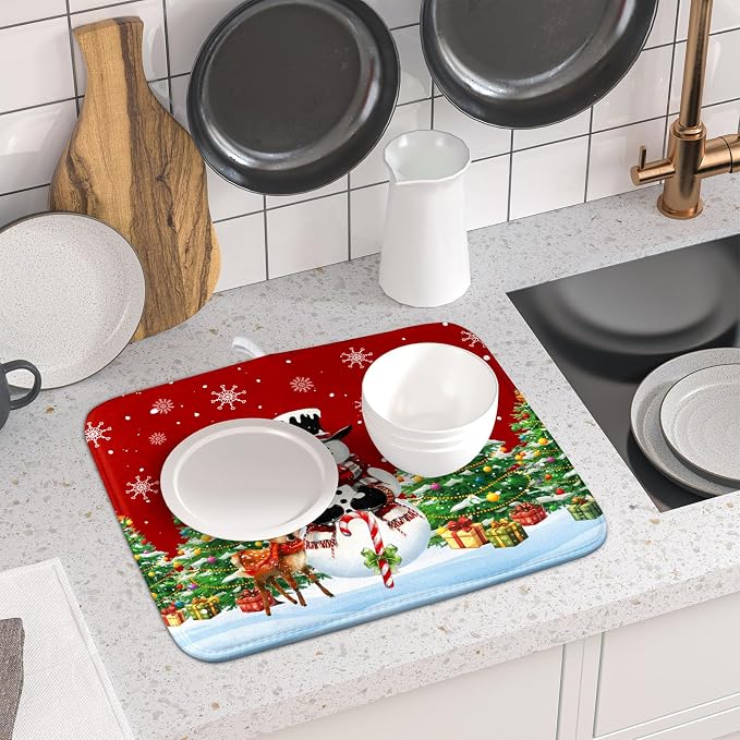 Christmas Snowman Dish Drying Mat - Image 6