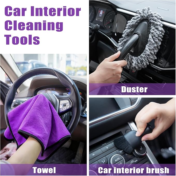 AUTODECO Windshield Cleaner Tool, Detailing Brush, Car Cleaning Kit Interior - Image 6