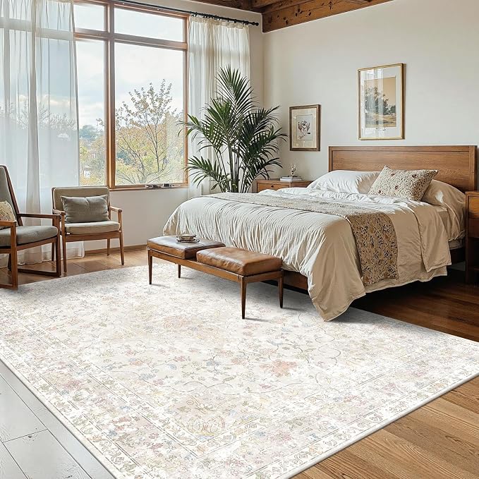 4x6 Area Rugs for Living Room, Small Washable Beige Rugs, Entryway Non Slip Rug - Image 3