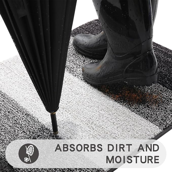 Kitinjoy Indoor Outdoor Door Mat, 71x47 Non-Slip Absorbent Dirt Trapper - Image 2