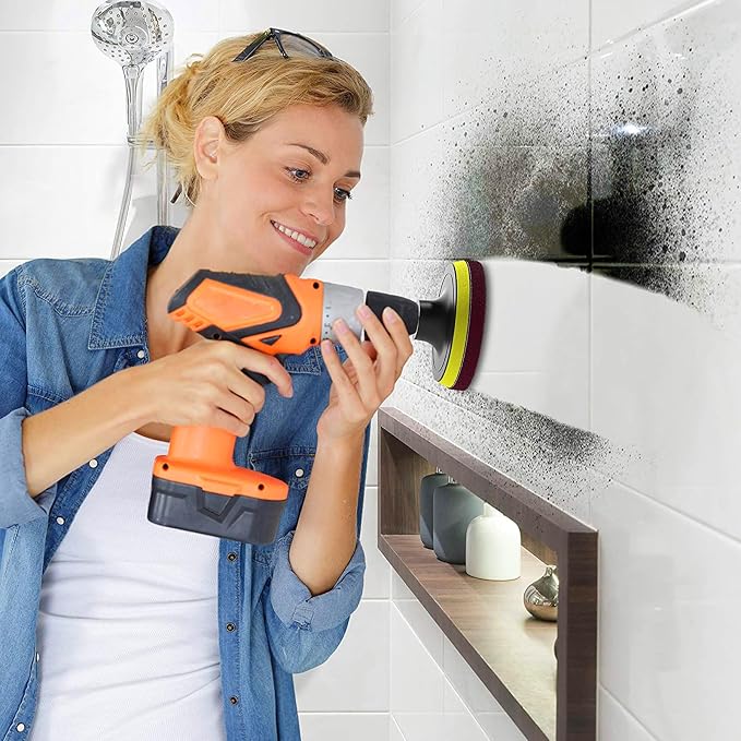 4 Inch Drill Powered Brush Tile Scrubber Scouring Pads, 6 Scrubbing Pads - Image 4