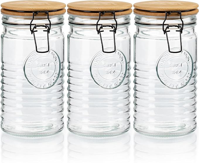 Glass Storage Containers with Airtight Lids by KITCHENTOOLZ