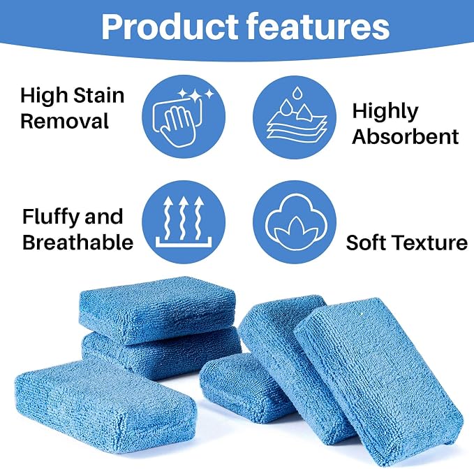 Sukh 6 Pack Microfiber Rectangle Sponge Detailing Pads - Image 7