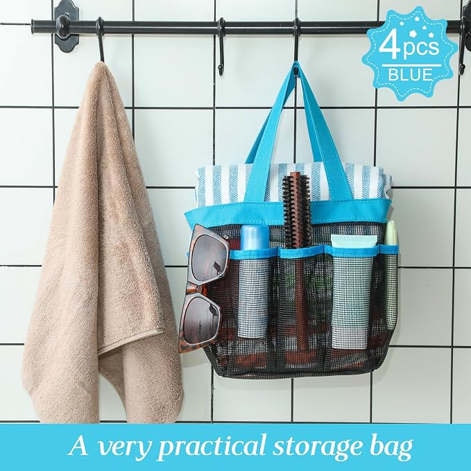 Hillban 4 Pcs Mesh Shower Caddy Portable Large Quick Dry Shower Caddy Basket - Image 4