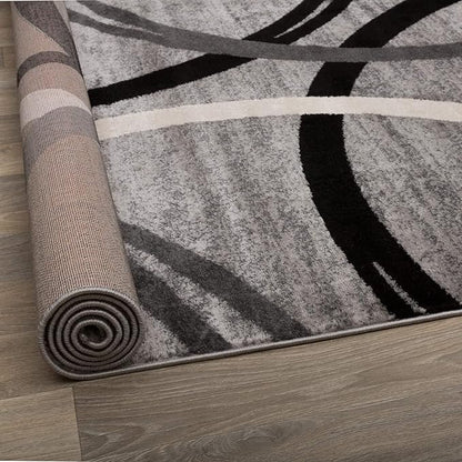 Rugshop Wavy Circles Design Runner Rug, Non-Shedding Carpet for Hallway or Entryway, Gray, 2' x 7'2"