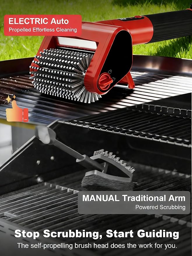 Electric Grill Brush with LED Light, 650 RPM High-Speed Non-Shedding Spinning - Image 4