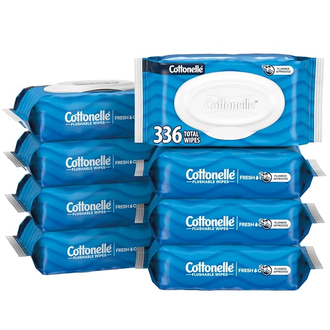 Cottonelle Fresh Feel Flushable Wet Wipes, Adult Wet Wipes, 8 Flip-Top Packs by Cottonelle%C2%AE