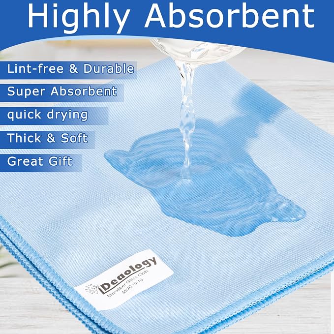 iDeaology 10 Pack XL Streak Free Premium Microfiber Glass Cleaning Cloth - Image 2