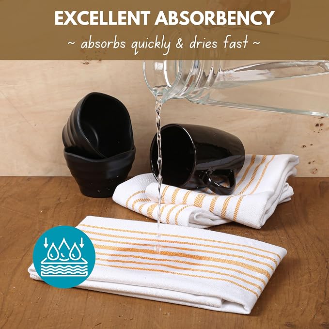 Native Fab Kitchen Dish Towels 16x26 inches Set of 12 Herringbone Weave - Image 2