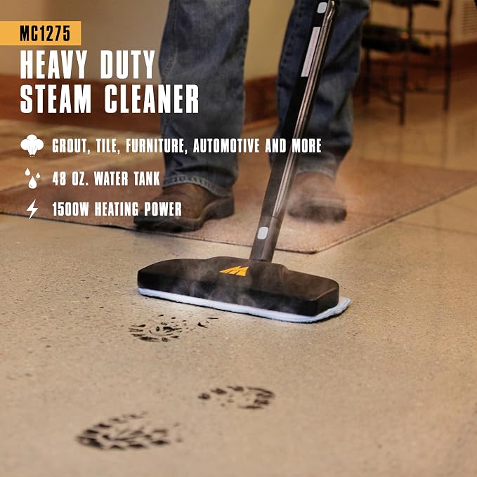 McCulloch MC1275 Heavy-Duty Steam Cleaner, 45 Minute Runtime, 18 Accessories: - Image 2