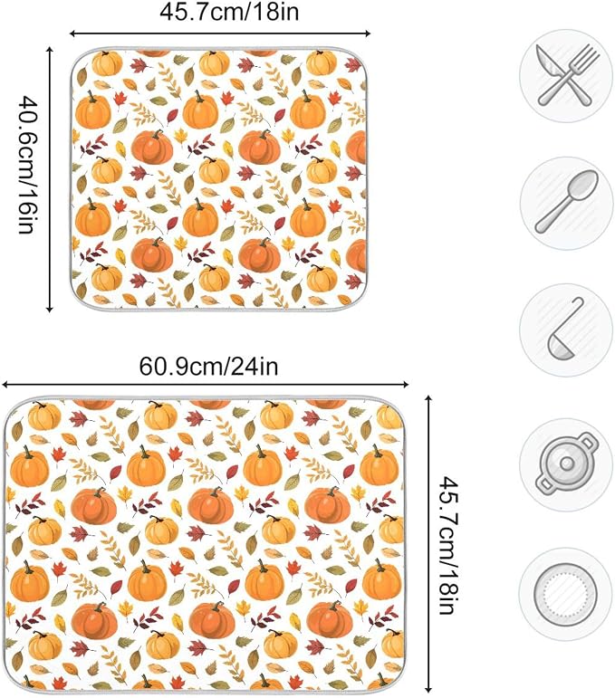Fall Pumpkin Pattern Dish Drying Mat - Image 3