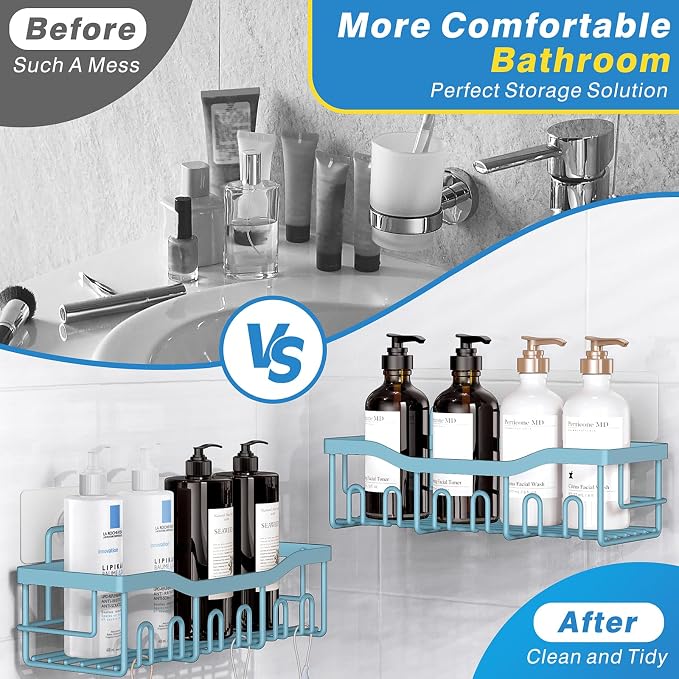 EUDELE 5-Pack Rustproof Stainless Steel Shower Caddy – No Drill Adhesive - Image 3