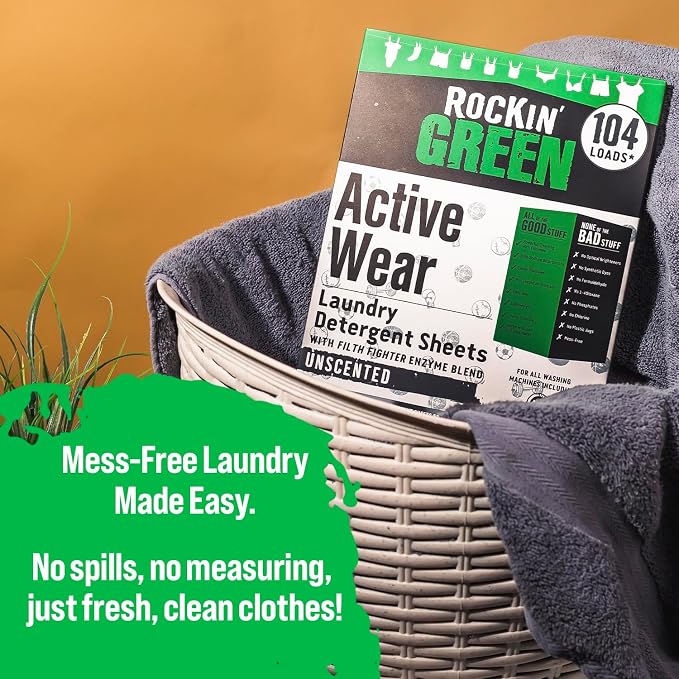 Rockin' Green Active Wear Travel Laundry Detergent Sheets Unscented - Image 3