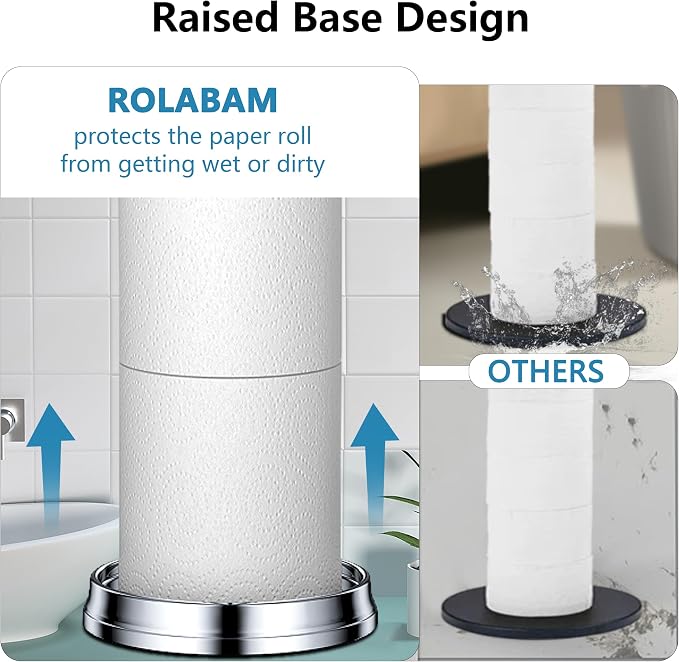 Heavy Weighted Toilet Paper Holder Free Standing Toilet Paper Storage，Spare - Image 4