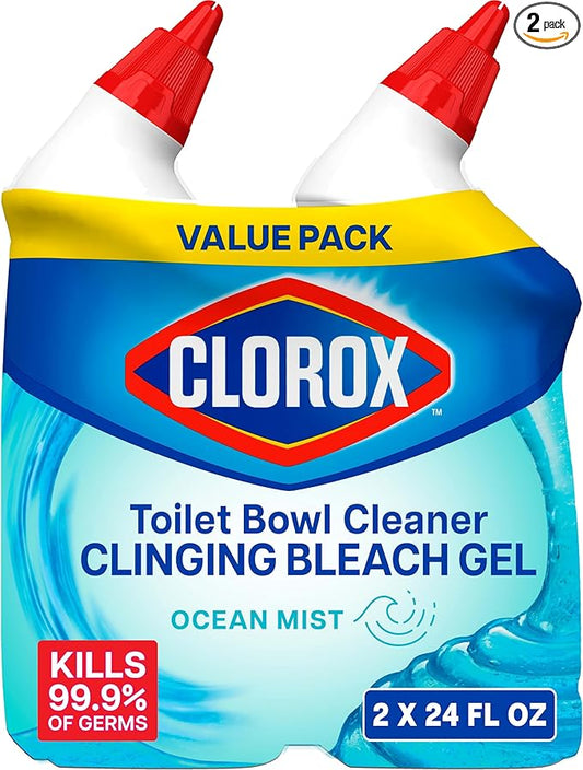 CLOROX Toilet Bowl Cleaner Clinging Bleach Gel, Ocean Mist, 24 Fl Oz by Clorox