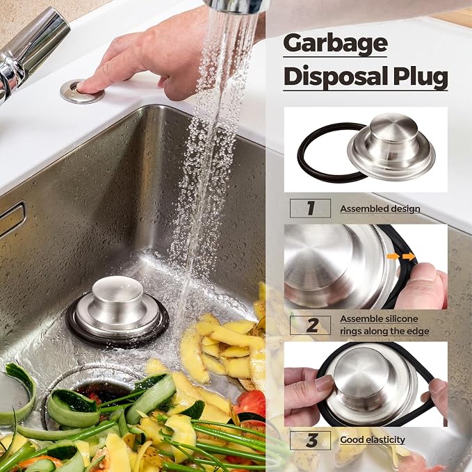 Mudder 3 Pcs Kitchen Sink Drain Strainer and Stopper Stainless Steel Garbage - Image 4