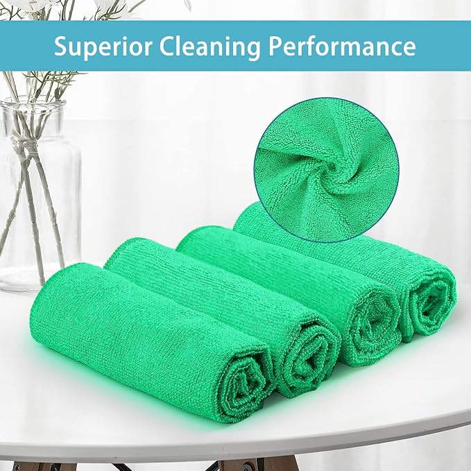 HOMEXCEL Green Microfiber Cleaning Cloth, 8 Pack Cleaning Towels - Image 3