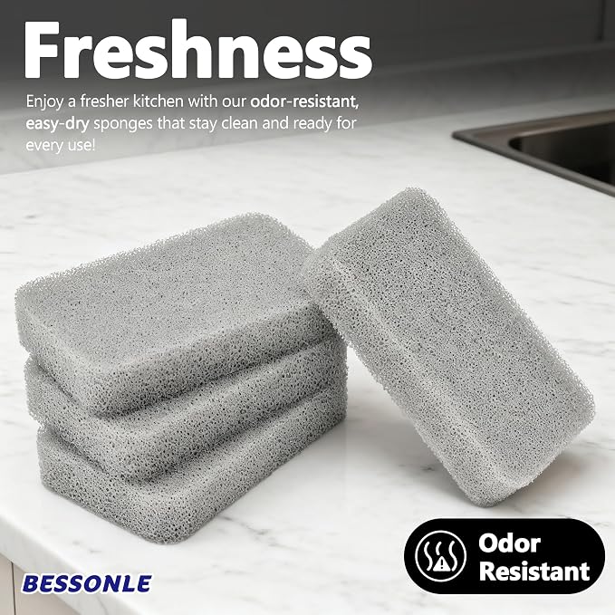 8 Pack Silicone Scrubbing Sponges, Heavy-Duty, Non-Scratch Kitchen Sponges - Image 5