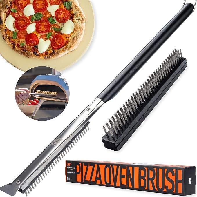 26'' Pizza Oven Brush with Stone Scraper by OUII