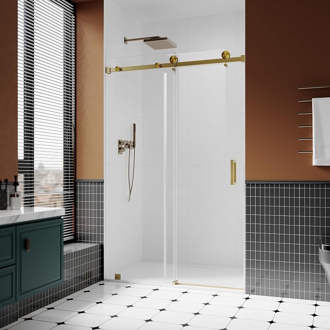 3/8" Sliding Glass Shower Door, 50-55" W x 80" H Frameless Bathroom Door - Image 7