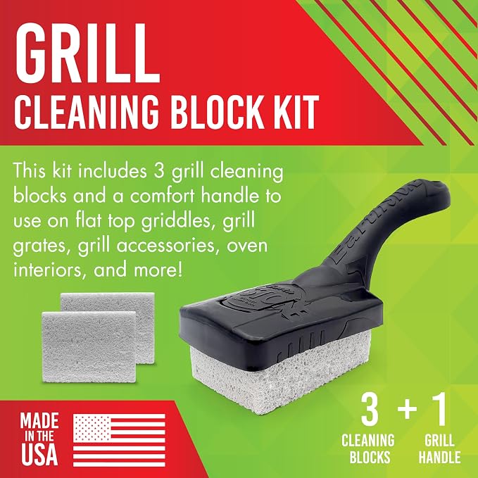 EarthStone Grill Cleaning Block Kit, Bristle Free Grill Scraper, 3 Grill - Image 2