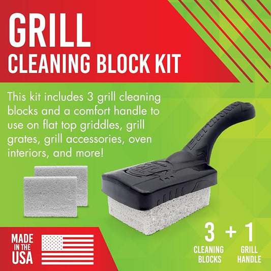 EarthStone Grill Cleaning Block Kit, Bristle Free Grill Scraper, 3 Grill - Image 2