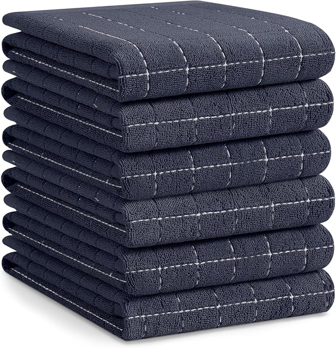 Homaxy 100% Cotton Terry Kitchen Towels, Checkered Designed, Soft and Super by Homaxy