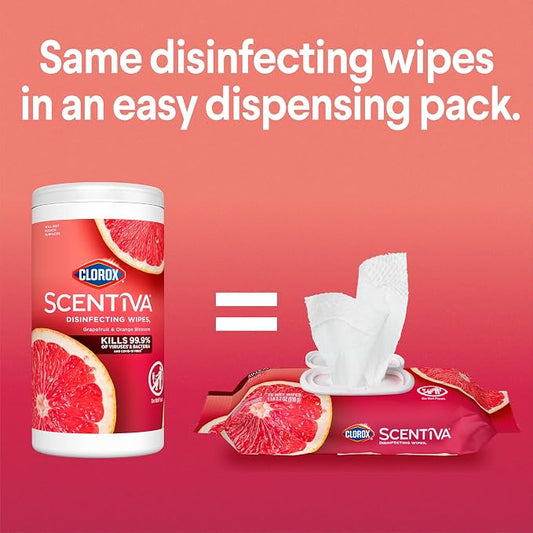 Clorox Scentiva Disinfecting Wipes, Grapefruit and Orange Blossom, 75 Ct. - Image 2