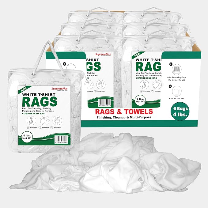 Premium White T-Shirt Cleaning Rags – White Cotton Rags by SupremePlus
