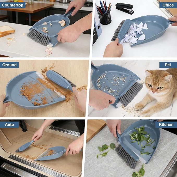 Small Hand Broom with Dustpan Combo Set, Mini Dust Pan and Brush Set with a - Image 7