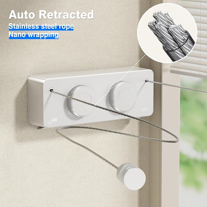 Retractable Twin Clothesline Indoor, Non-Sagging Outdoor Clothes Line - Image 4