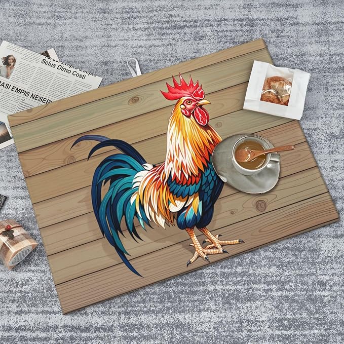 Rooster Dish Drying Mat Highly Absorbent Double-Sided Microfiber - Image 4
