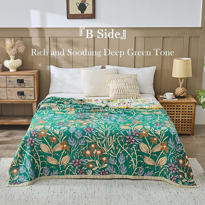 Beige Boho Throw Blanket, 100% Cotton Blankets for Couch Bed, 60"x80"Cotton Quilt Travel Muslin Blankets Farmhouse Home Decor Soft Lightweight Picnic Blanket for Summer