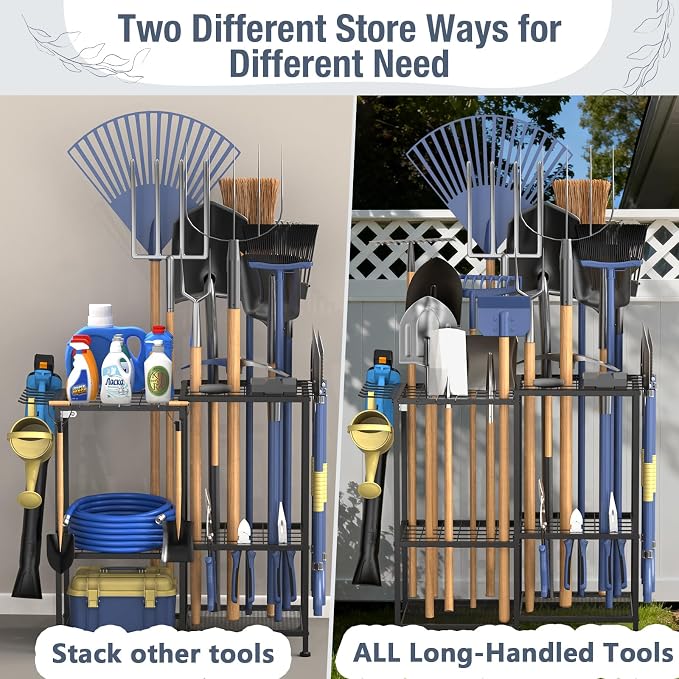 Garden Tool Organizer, Metal Yard Tool Organizer, Holds 70 Long-Handled - Image 3