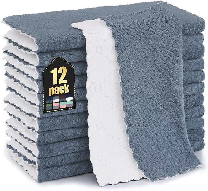 Homaxy 12 Pack Kitchen Cloths Dish Towels, Super Soft and Absorbent Dish Cloths by Homaxy