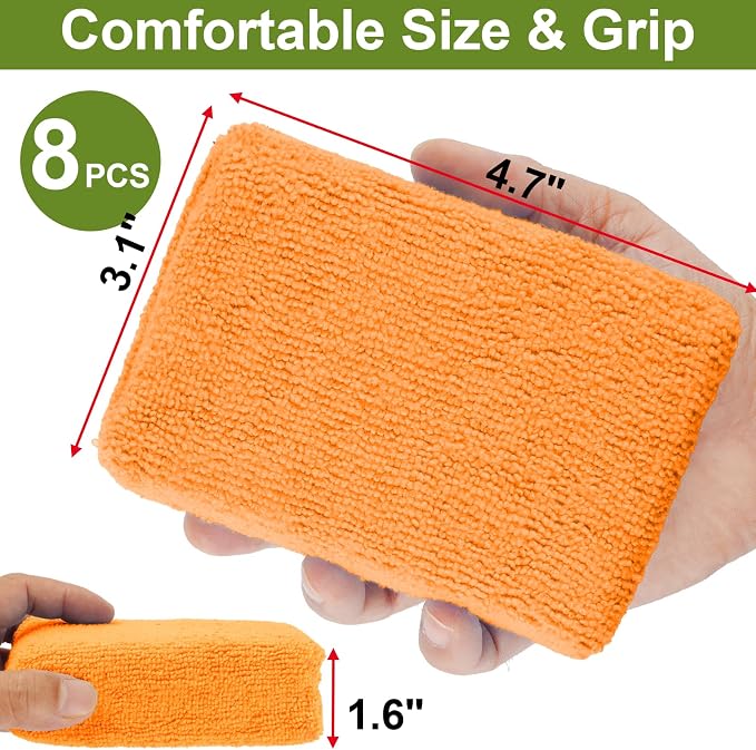 8 PCS Microfiber Applicator Pad, 4.7"x3.1" Scratch-Free Foam Buffing Scrub Pads - Image 2