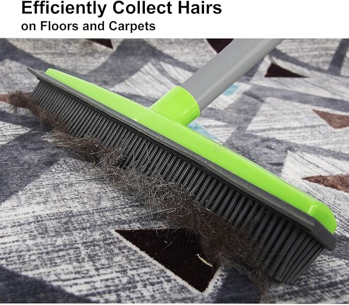 LandHope Push Broom Long Handle Rubber Bristles Sweeper Squeegee Edge 59 inches - Image 5
