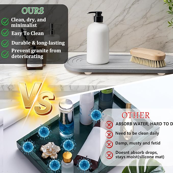 Instant Dry Sink Caddy Organizer, Fast Drying Sink Caddy, Water Absorbing Stone - Image 5