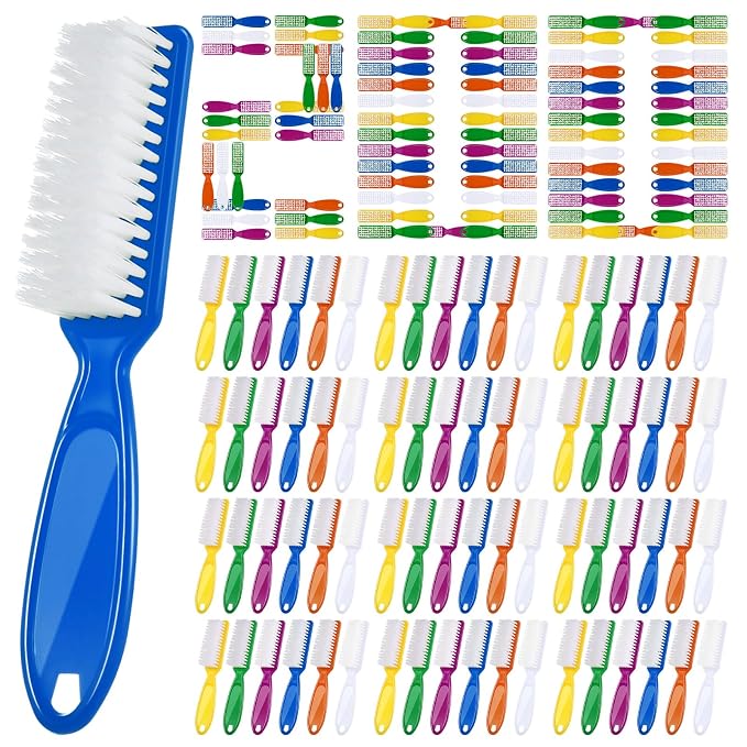 Patelai 200 Pcs Handle Grip Nail Brush Bulk Fingernail Brushes Pedicure Brush by Patelai