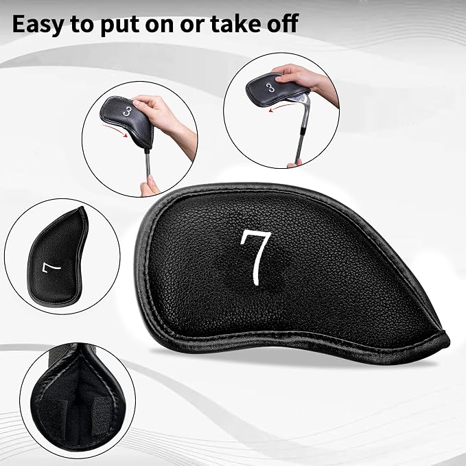 Golf 12pcs Thick Synthetic Leather Golf Iron Head Covers Set Headcover Fit All - Image 6