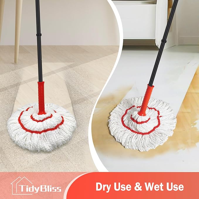 Self Wringing Twist Mop for Floor Cleaning, 57.5 inches Long Handle Cotton - Image 4